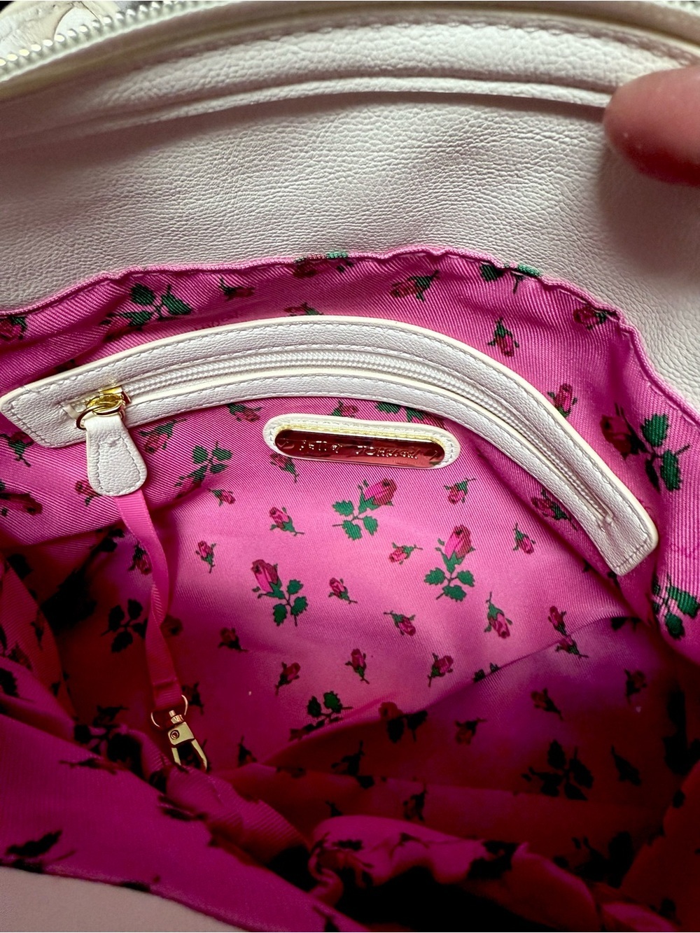Betsey Johnson White & Black Stripe Satchel with Pink Bow Accent - Picture 10 of 10